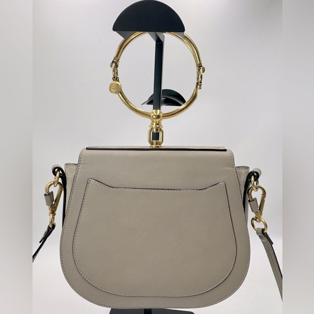 Auth Chloe Taupe Leather 2way Nile Crossbody Bag